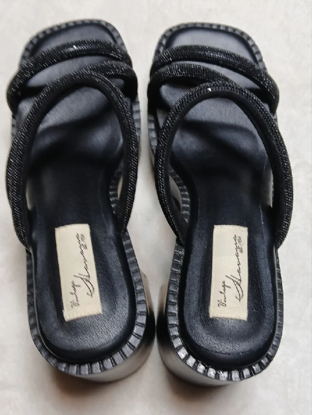 Vintage Havana Black Platform Sandals Size 8